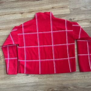 Tahari Red and Pink Turtleneck Sweater and matching headband.